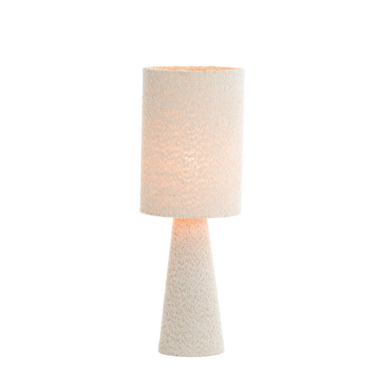 Lampe Mellia - tissu bouclé crème - Ø20x58 cm