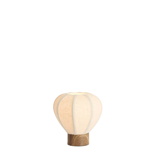 Lampe à poser Montgolfière - Lin et bois naturel - Ø23x23,5 cm