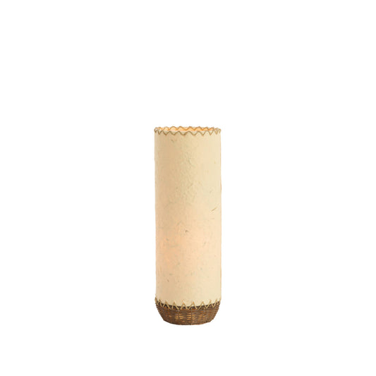 Lampe à poser Nami – Papier beige & rotin naturel – Ø 13 × H 40 cm