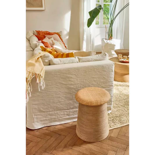 Pouf Tambou - Rotin et corde de maïs - Ø40 x 50 cm - Pomax - Précommande