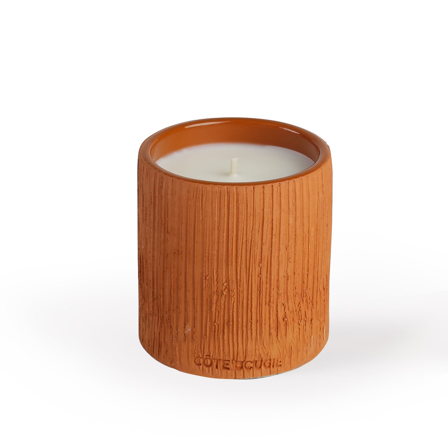 Bougie Striée Terracotta S - Ambre - Côté Bougie