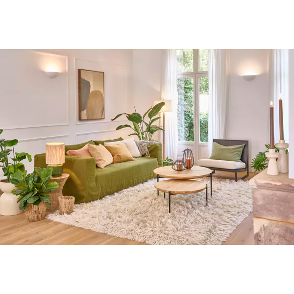 Tableau Wooly - Laine marron bleu vert crème - 76x107 cm - Pomax - Précommande