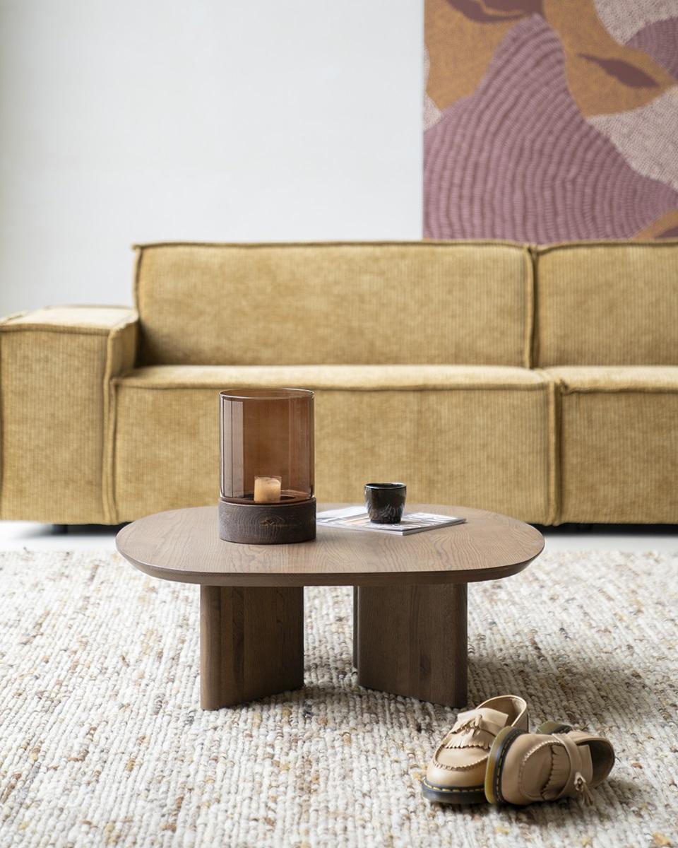 Table basse Galet – Chêne noyer – 80 × 80 × 27 cm - Précommande
