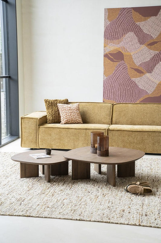 Table basse Galet – Chêne noyer – 100 × 100 × 32 cm - Précommande