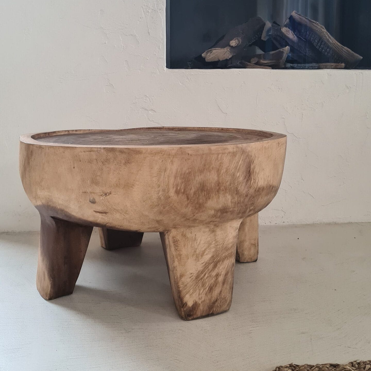 Table basse Kuta S – Bois de suar – Ø 35 × H 35 cm