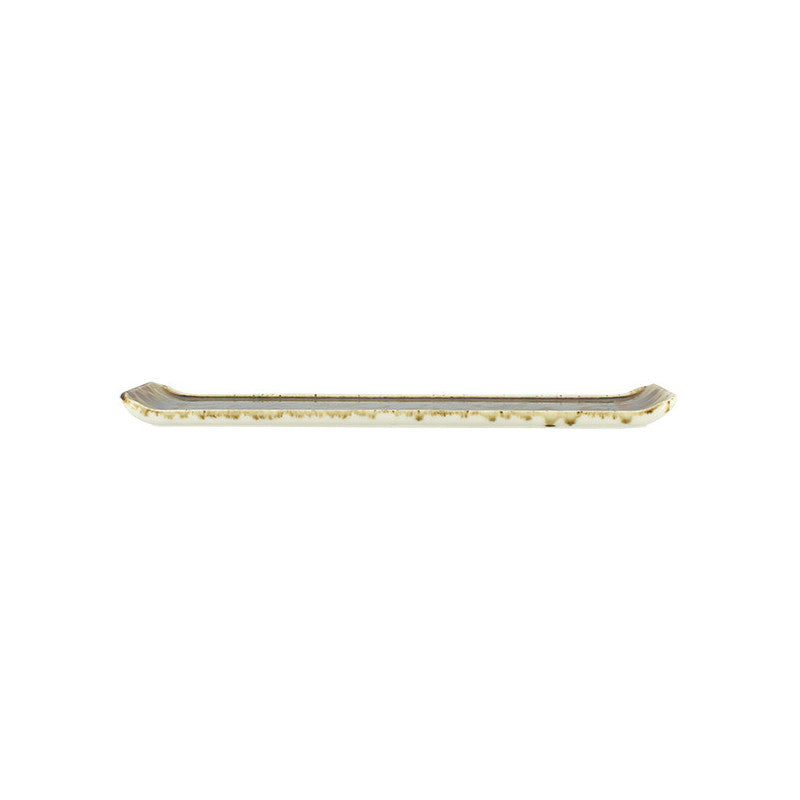 Plat rectangle Saturne 29cm en porcelaine marron