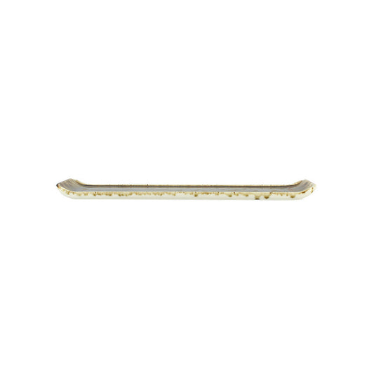 Plat rectangle Saturne 29cm en porcelaine marron