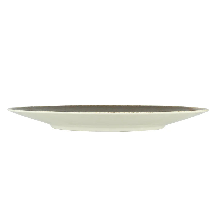 Assiette plate Saturne 27 cm en porcelaine marron - lot de 6