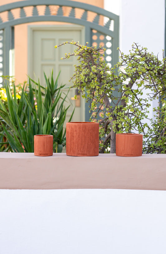 Bougie Striée Terracotta M - Ambre - Côté Bougie