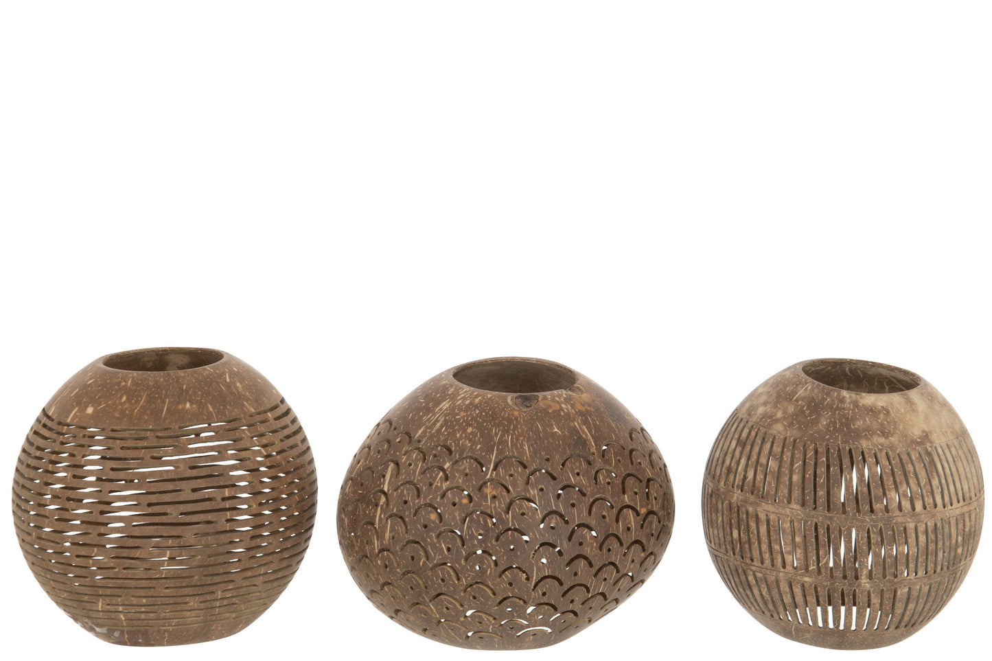 Photophore noix de coco - Assortiment de 3