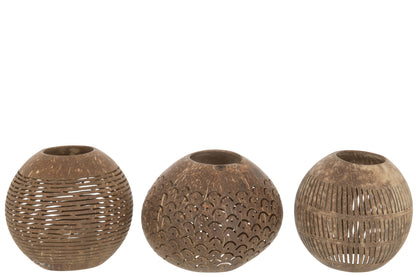 Photophore noix de coco - Assortiment de 3