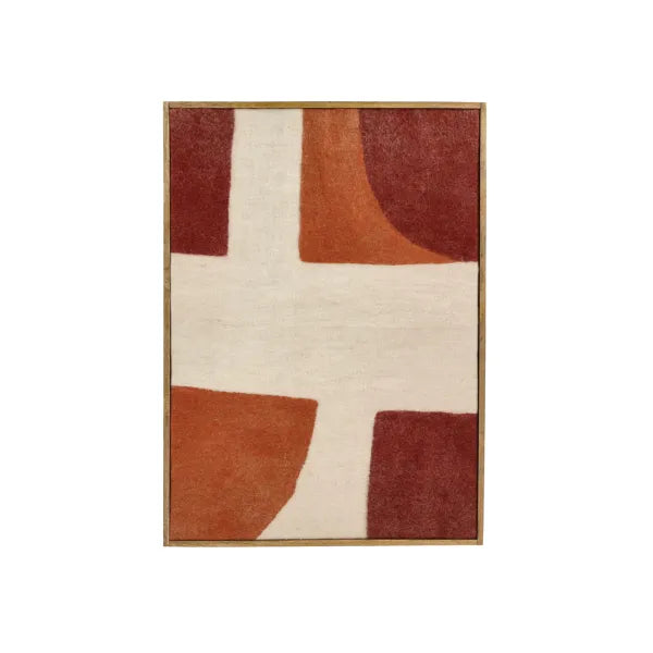 Tableau Wooly - Laine bordeaux et orange - 76x107 cm - POMAX