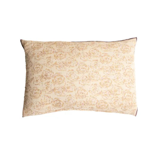 Coussin - coton - L 60 x W 40 cm - fleurs sur fond écru - GYPSY
