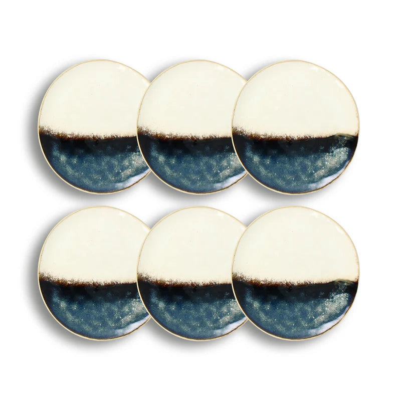 Assiette plate Katanga en grès bleu et blanc - lot de 6