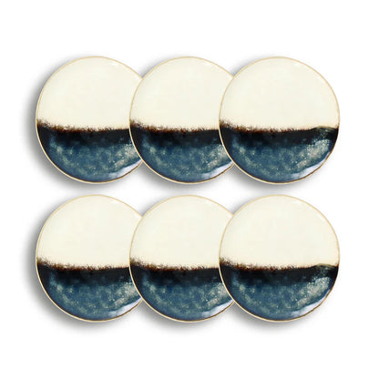 Assiette plate Katanga en grès bleu et blanc - lot de 6