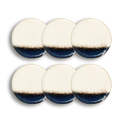 Assiette plate Katanga en grès bleu et blanc - lot de 6