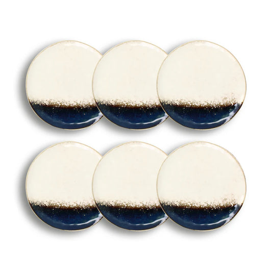 Assiette plate Katanga en grès bleu et blanc - lot de 6