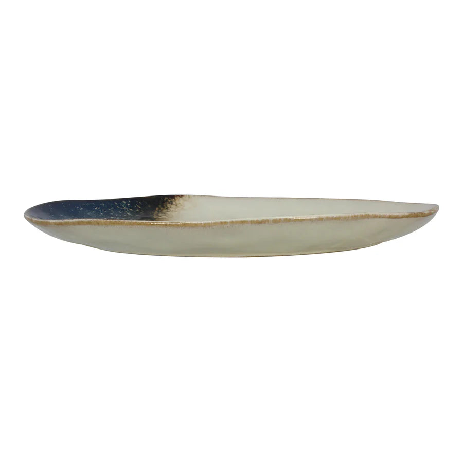 Assiette plate Katanga en grès bleu et blanc - lot de 6