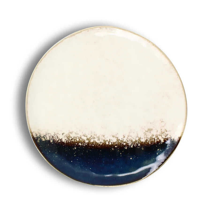 Assiette plate Katanga en grès bleu et blanc - lot de 6
