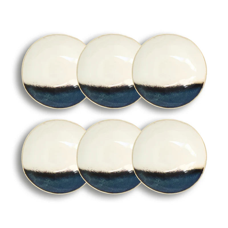 Assiette plate Katanga en grès bleu et blanc - lot de 6