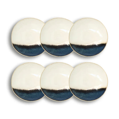Assiette plate Katanga en grès bleu et blanc - lot de 6