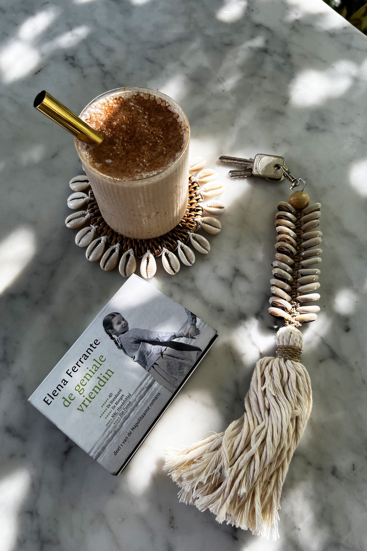 Le Porte-clés Macrame Fishbone - Crème