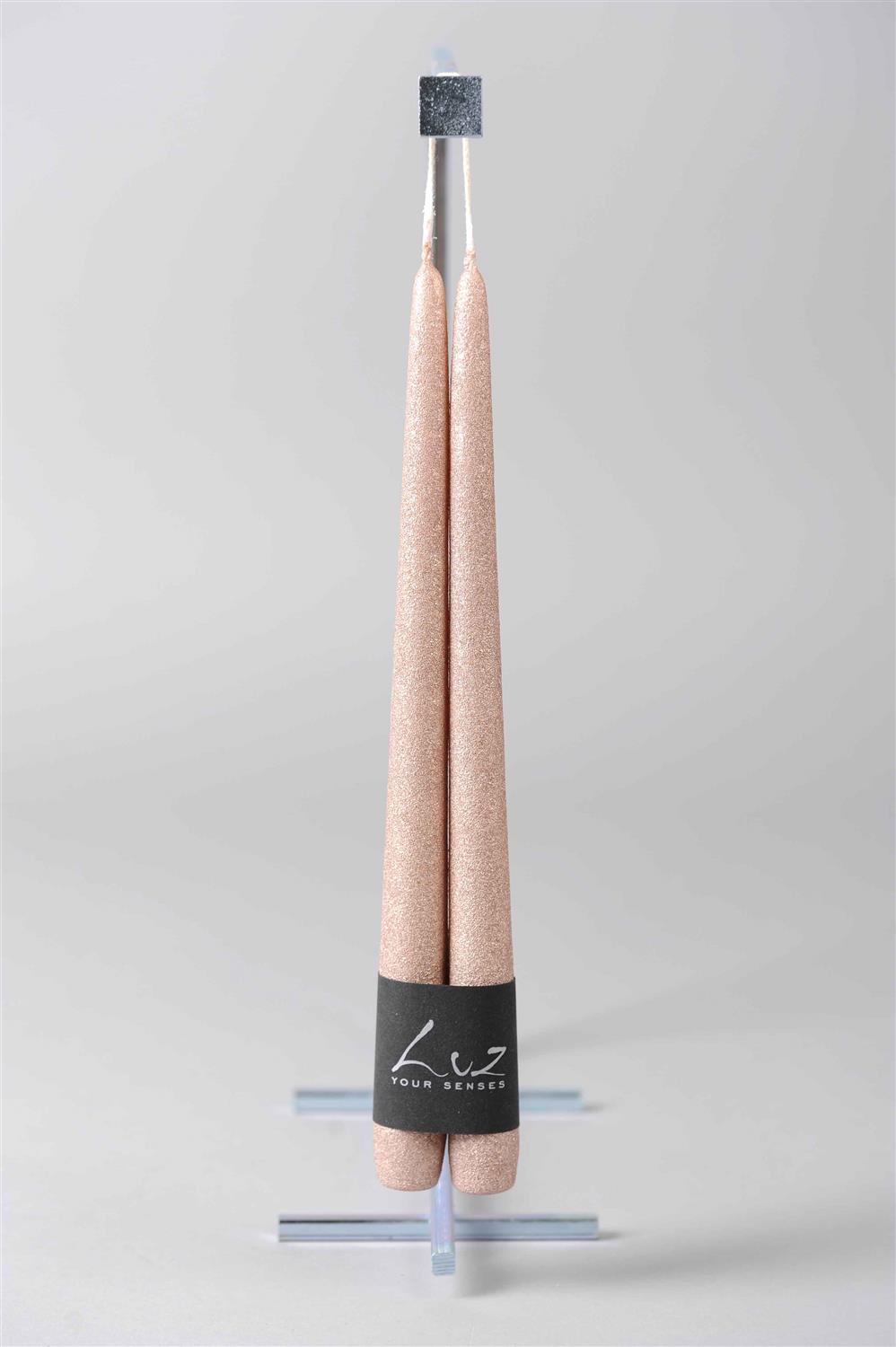 Bougies Tiges - Rose Champagne - lot de 2