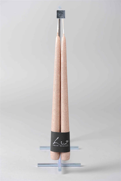 Bougies Tiges - Rose Champagne - lot de 2