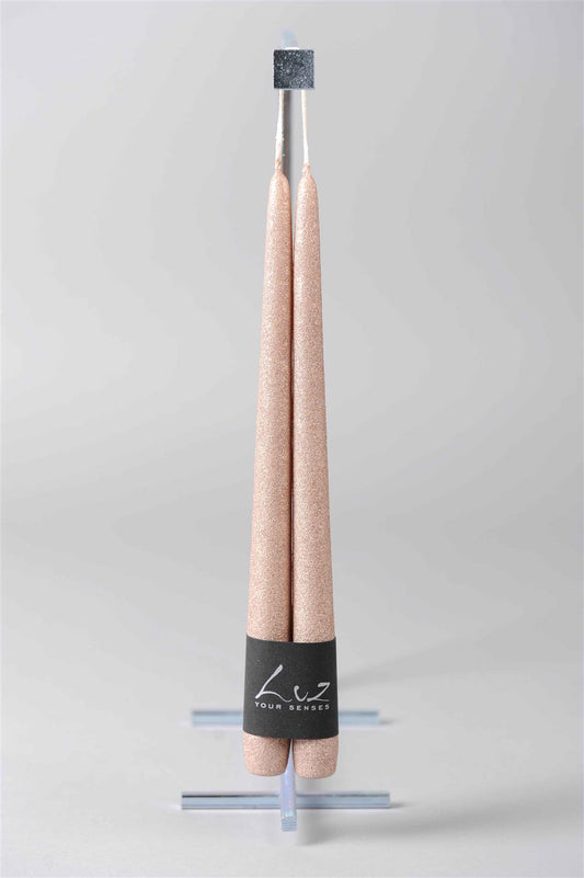 Bougies Tiges - Rose Champagne - lot de 2