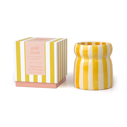 Cabana – Bougie en céramique – Rayures ocre
