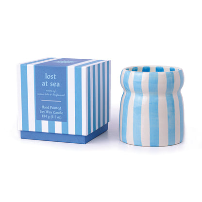 Bougie Cabana – Rayures bleues