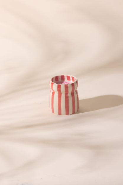 Cabana – Bougie en céramique – Rayures rouges
