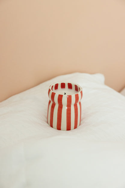 Cabana – Bougie en céramique – Rayures rouges