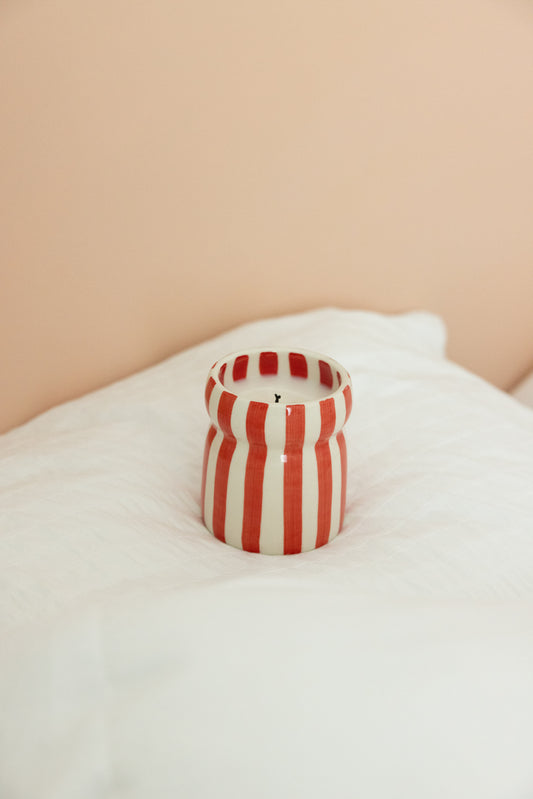 Cabana – Bougie en céramique – Rayures rouges
