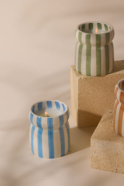 Bougie Cabana – Rayures bleues