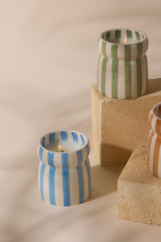 Bougie Cabana – Rayures bleues