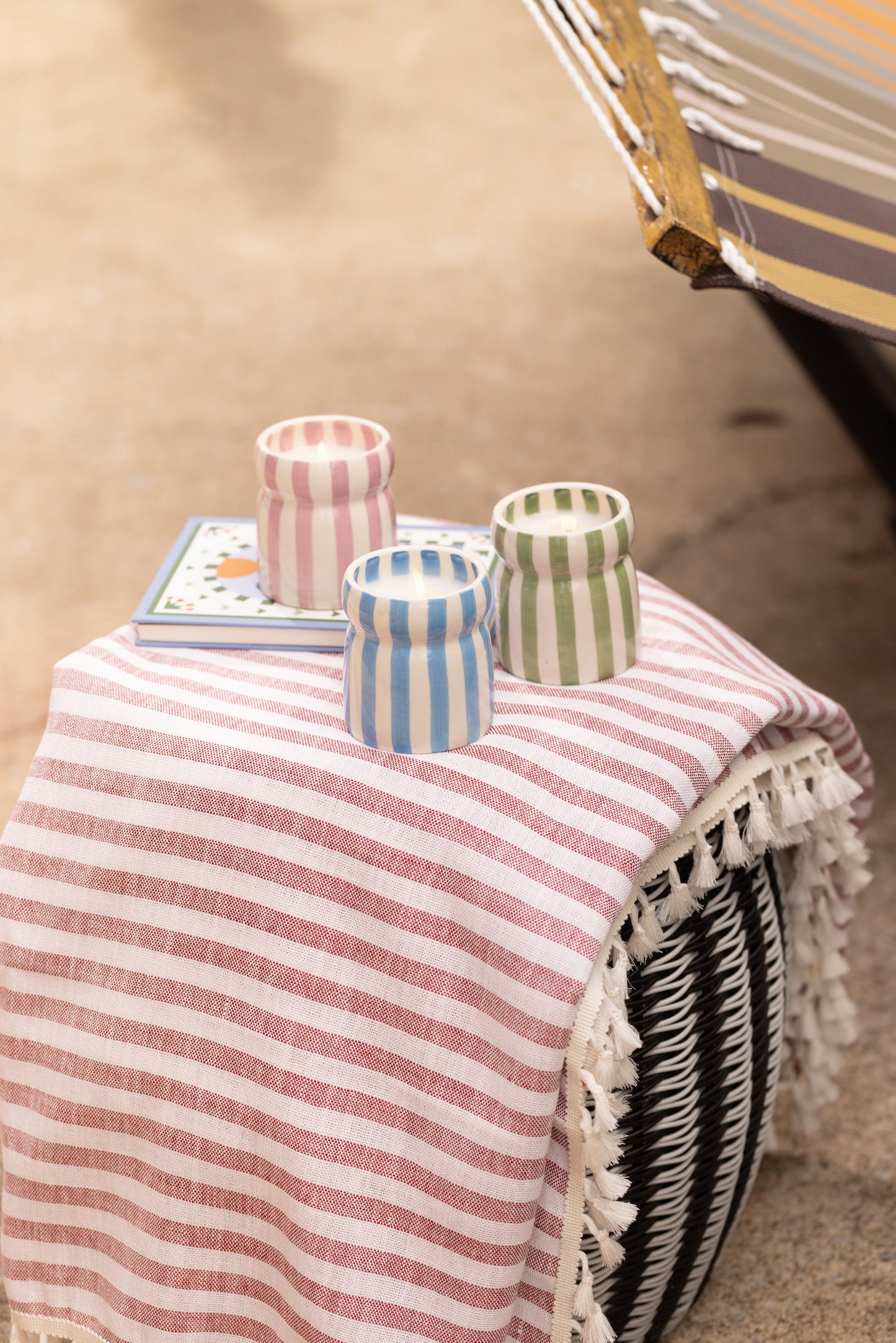 Bougie Cabana – Rayures bleues