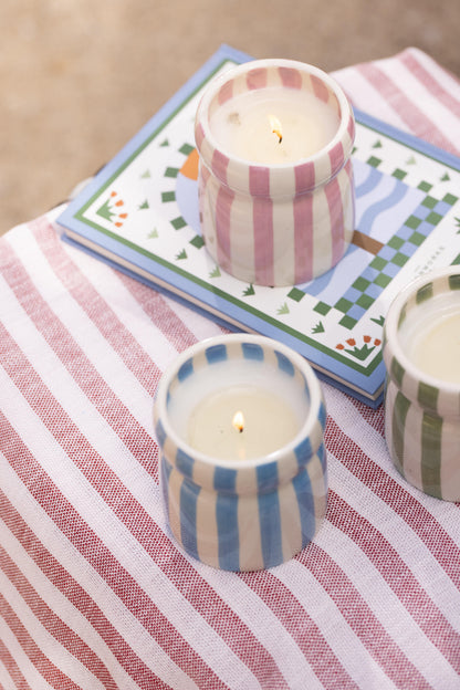 Bougie Cabana – Rayures bleues