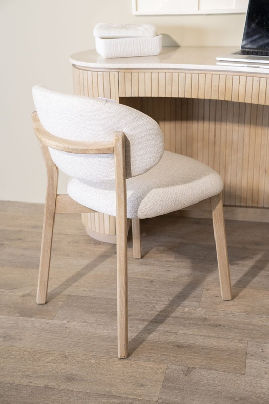 Chaise Elyna - chêne clair & tissu beige