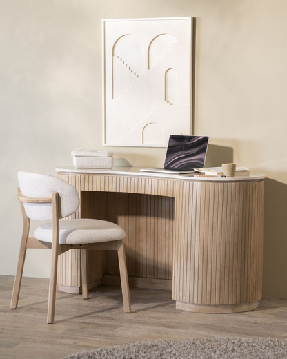 Chaise Elyna - chêne clair & tissu beige