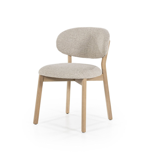 Chaise Elyna - chêne clair & tissu taupe
