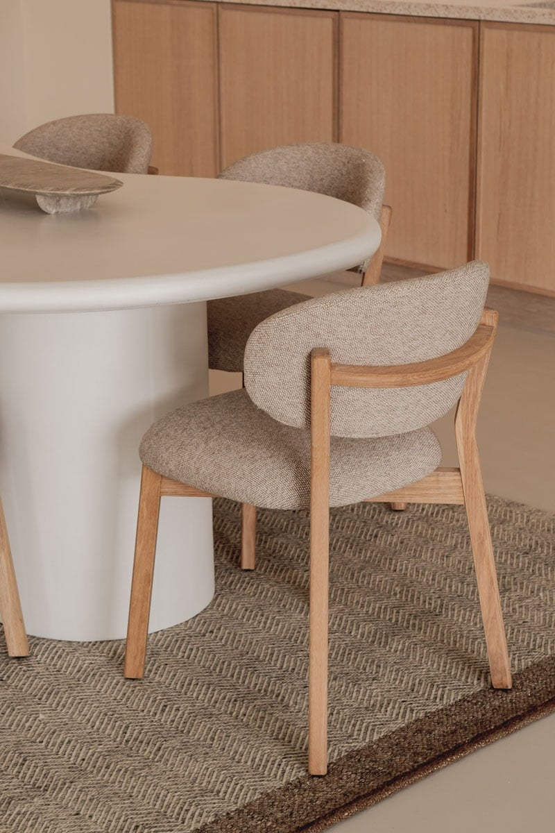 Chaise Elyna - chêne clair & tissu taupe