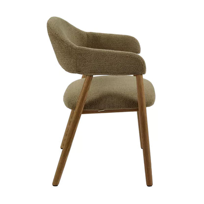 Chaise avec accoudoirs Amande – Chêne et tissu beige – 56×54×81 cm – Pomax - Précommande