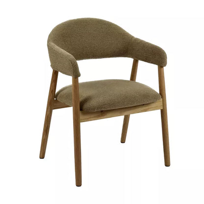 Chaise avec accoudoirs Amande – Chêne et tissu beige – 56×54×81 cm – Pomax - Précommande