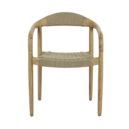 Chaise avec accoudoirs Mira – Bois d'acacia & corde naturelle – 51,6×57×76 cm – Pomax - Précommande
