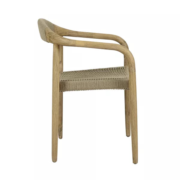 Chaise avec accoudoirs Mira – Bois d'acacia & corde naturelle – 51,6×57×76 cm – Pomax - Précommande