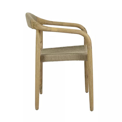 Chaise avec accoudoirs Mira – Bois d'acacia & corde naturelle – 51,6×57×76 cm – Pomax - Précommande