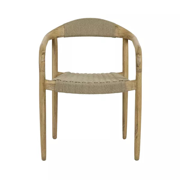 Chaise avec accoudoirs Mira – Bois d'acacia & corde naturelle – 51,6×57×76 cm – Pomax - Précommande