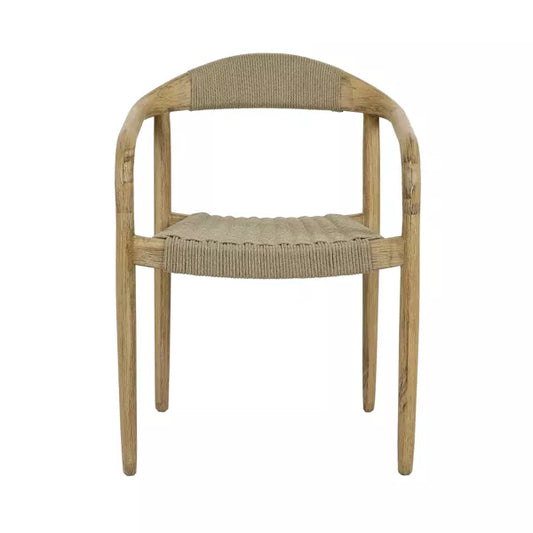 Chaise avec accoudoirs Mira – Bois d'acacia & corde naturelle – 51,6×57×76 cm – Pomax - Précommande