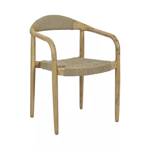 Chaise avec accoudoirs Mira – Bois d'acacia & corde naturelle – 51,6×57×76 cm – Pomax - Précommande